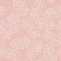 Seamless pattern with white leaves on pink background. vector