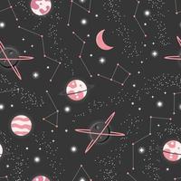 Universe with planets and stars seamless pattern vector