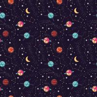 Universe with planets and stars seamless pattern vector