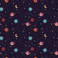 Universe with planets and stars seamless pattern vector