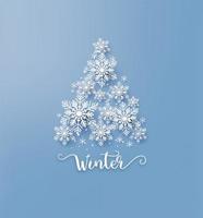 Christmas card with paper cut  snow flake vector