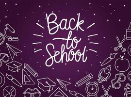 Chalk icon set of back to school board vector