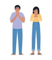 Avatar man and woman feeling sick dizzy vector