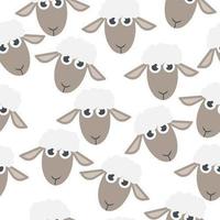 Cartoon Heads of Sheep Seamless Pattern vector