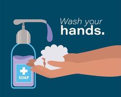 Hands washing with soap dispenser design vector