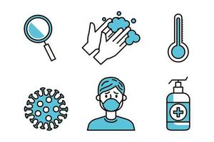 conjunto de iconos de prevención de coronavirus vector