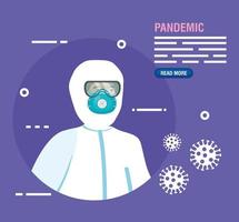 Coronavirus prevention banner with person in a hazmat suit vector