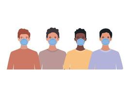 Avatar men with medical masks design vector