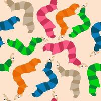Seamless Pattern of multicolor Cartoon Caterpillars vector