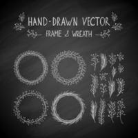 Hand drawn frame and wreath vector
