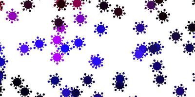 Light purple background with covid-19 symbols. vector