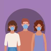 Man and women with masks design vector