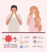 Woman and man with cold of 2019 ncov virus vector