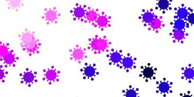 Light purple, pink background with covid-19 symbols. vector