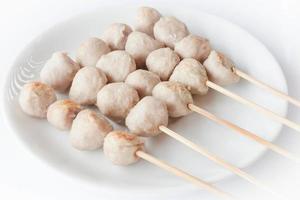 White plate with meatballs photo