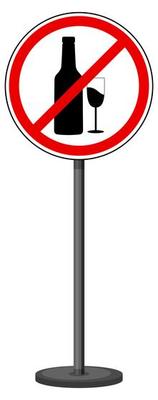 No alcohol sign with stand isolated on white background