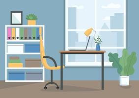 Home workplace with laptop vector