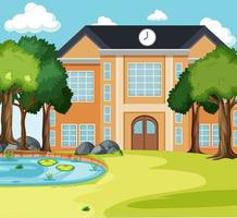 Empty scene with school building in nature vector