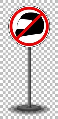 No helmet sign with stand isolated on transparent background