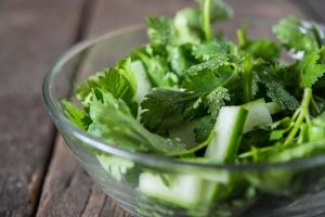 Fresh cilantro with cucumber and onion photo