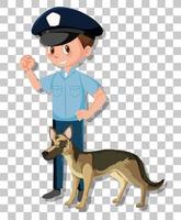 Policeman with German Shepherd dog isolated on transparent background vector