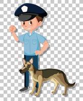 Policeman with German Shepherd dog isolated on transparent background vector