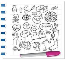 Medical science element in doodle or sketch style on notebook vector