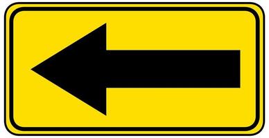 Sharp curve to left yellow sign on white background vector