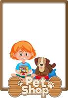 Blank banners with kid and cute dog and pet shop logo isolated on white background vector