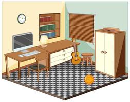 Living room with furnitures isometric vector