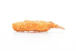 Batter-fried prawns on white background photo