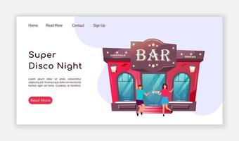 Super disco night landing page vector