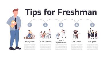 Tips for freshman infographic template vector