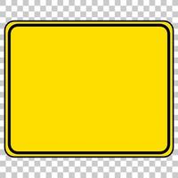 Yellow traffic warning sign on transparent background vector