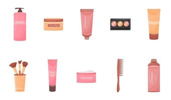 Cosmetics containers objects set vector