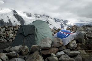 Nasa camping pillow in the mountains photo