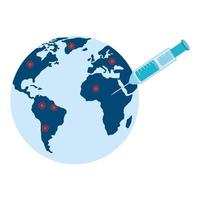 Planet Earth with syringe isolated icon vector