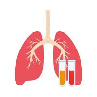 Lungs organ with test tubes icon vector