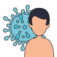 avatar hombre con icono de coronavirus de partículas vector