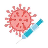 icono de coronavirus con jeringa vector