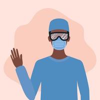 Man doctor with uniform mask and glasses vector