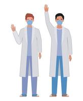 Men doctors with uniforms and masks design vector