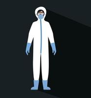 Doctor with protective suit glasses and mask vector