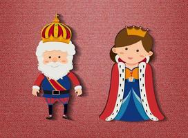 King and queen cartoon character on red background vector