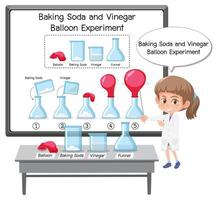 Science experiment with baking soda and vinegar balloon vector