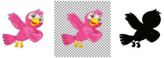 Cute pink bird cartoon character vector