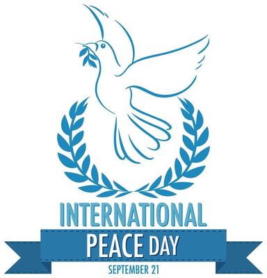 Internationl Peace Day banner with dove and olive branches