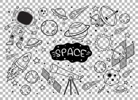 Hand drawn space element doodles vector