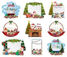 Set of blank Christmas postcard and logo isolated vector