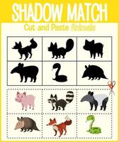 Find the correct shadow, shadow match worksheet vector